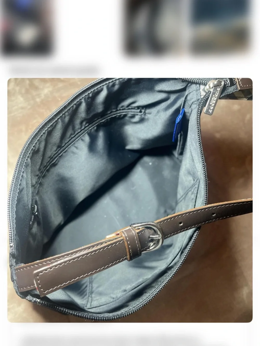 Black and Beige Plaid Shoulder Bag - Picture 7 of 9